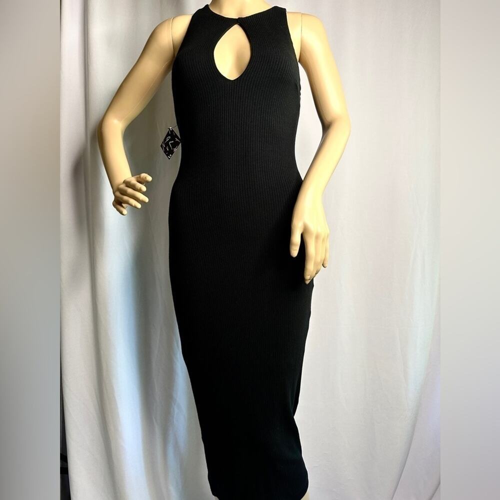Nasty Gal Black Dress NWT Ribbed Stretch Sexy Cleavage Brand New - Picture 6 of 8